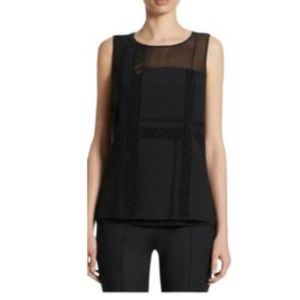 Akris Punto Black DESIGNER Sheer Sleeveless Crochet Blouse